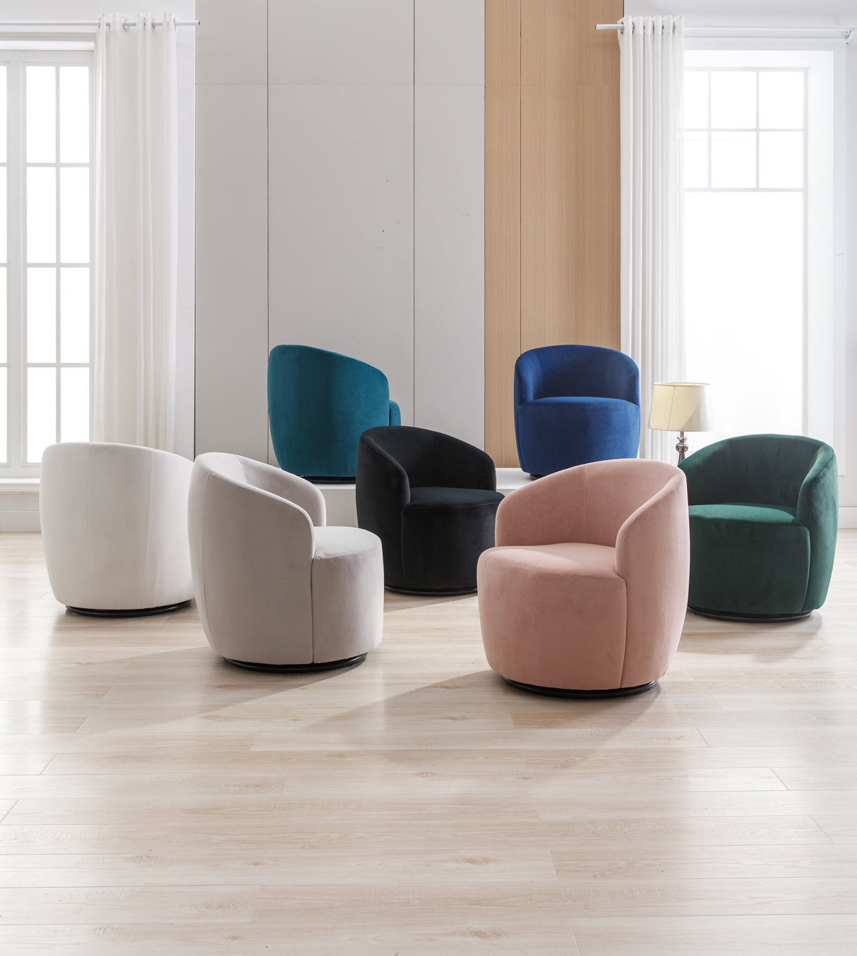Velvet Fabric Swivel Accent Armchair
