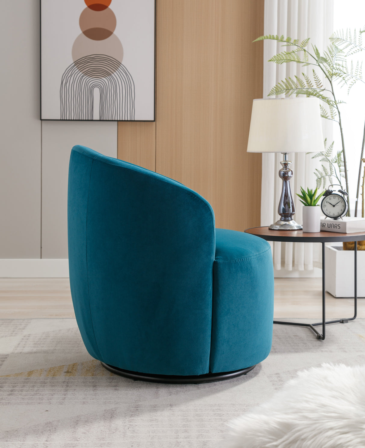 Velvet Fabric Swivel Accent Armchair