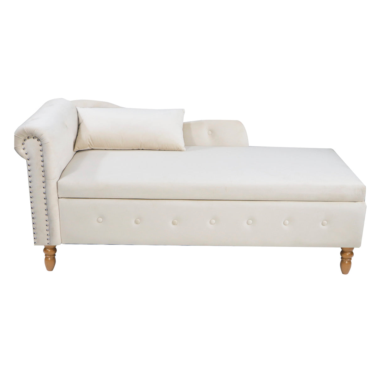 Beige Chaise Lounge Indoor - Velvet Lounge Chair for Bedroom
