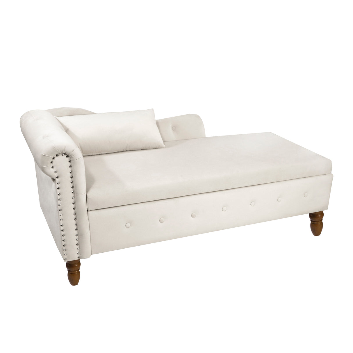 Beige Chaise Lounge Indoor - Velvet Lounge Chair for Bedroom