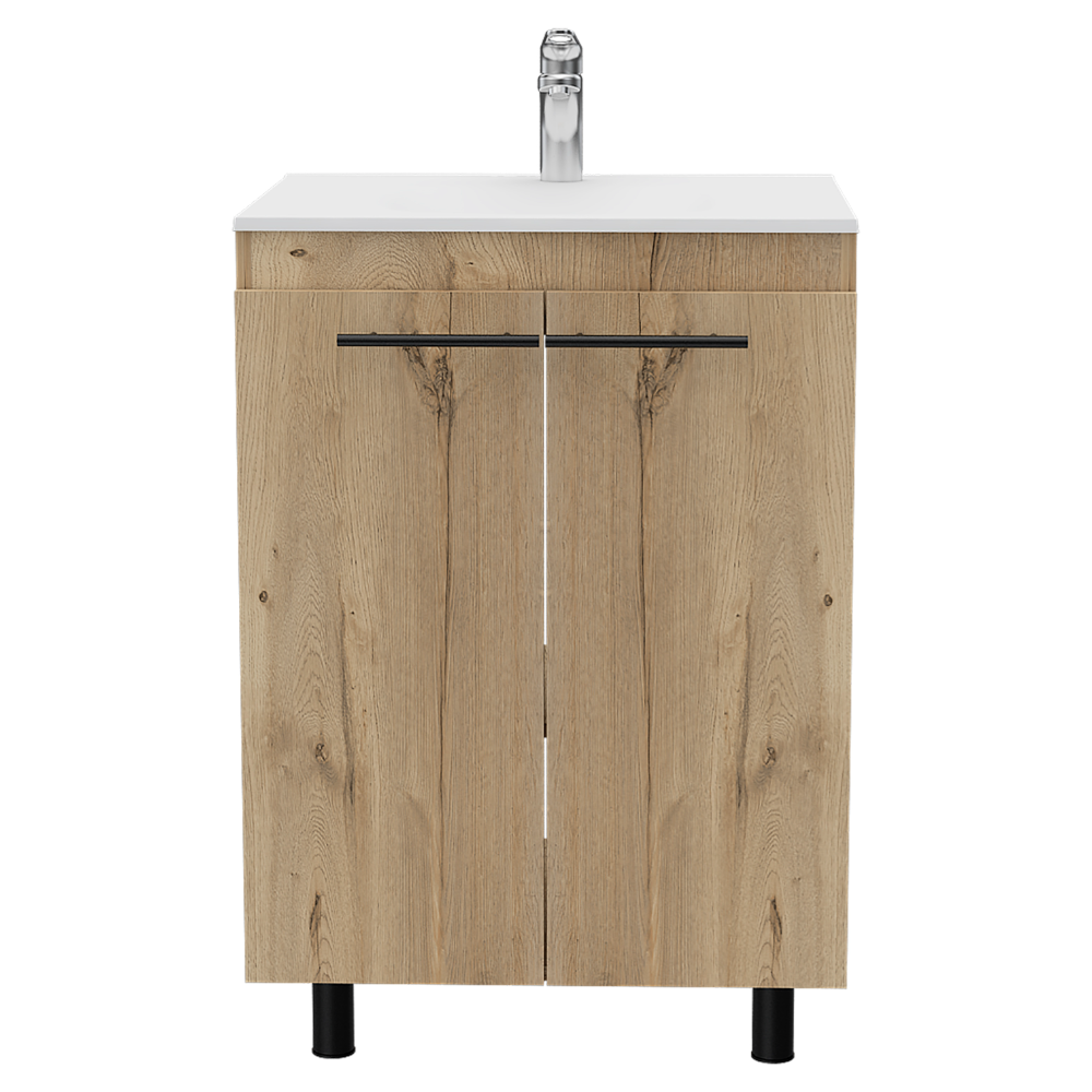 Khari 24" Floor Cabinet, Double Door, Two Shelves - Light