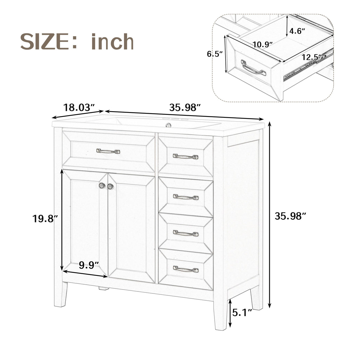 36" Bathroom Vanity with Sink Combo