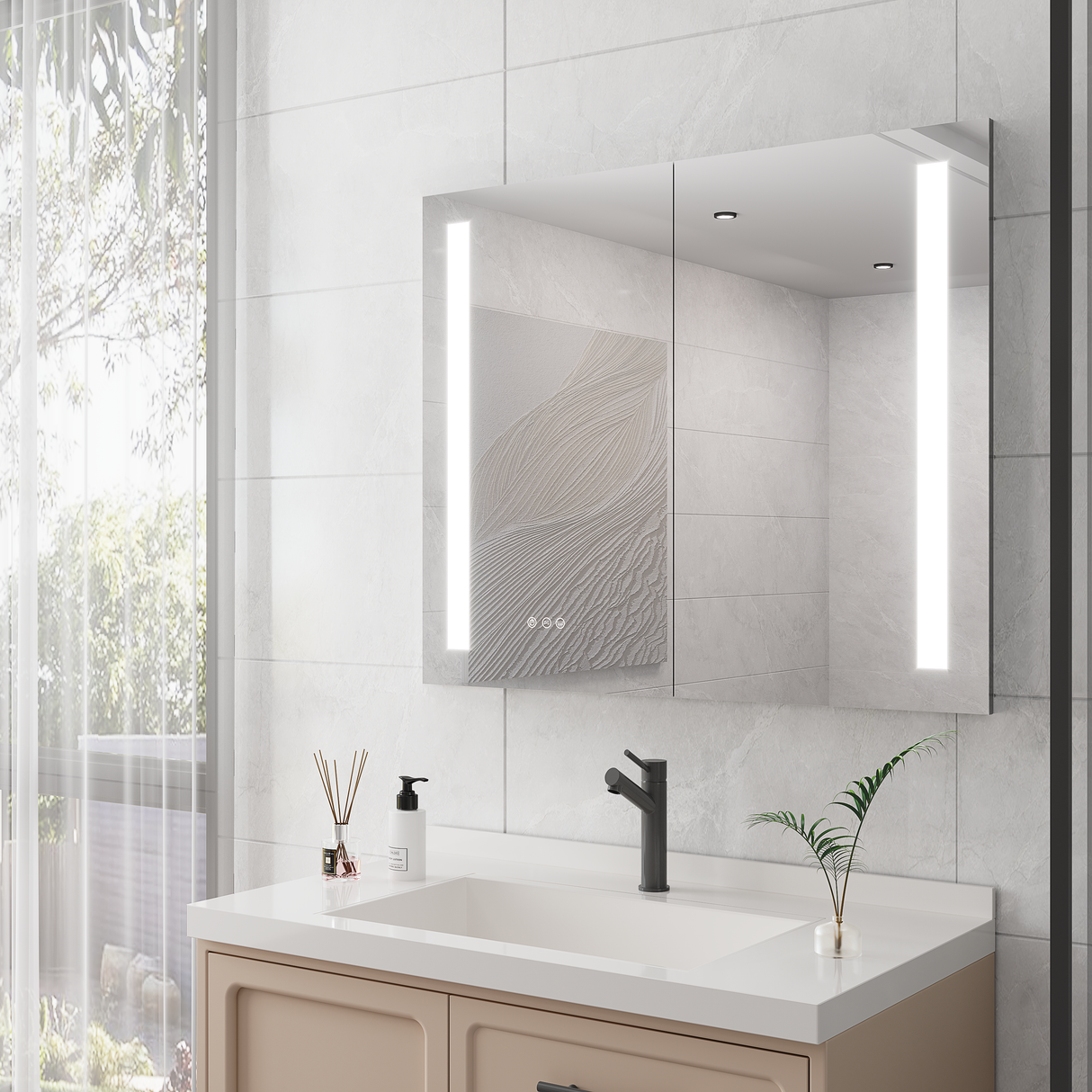 36 x 30 Inch Medicine Cabinet with LED Vanity Mirror