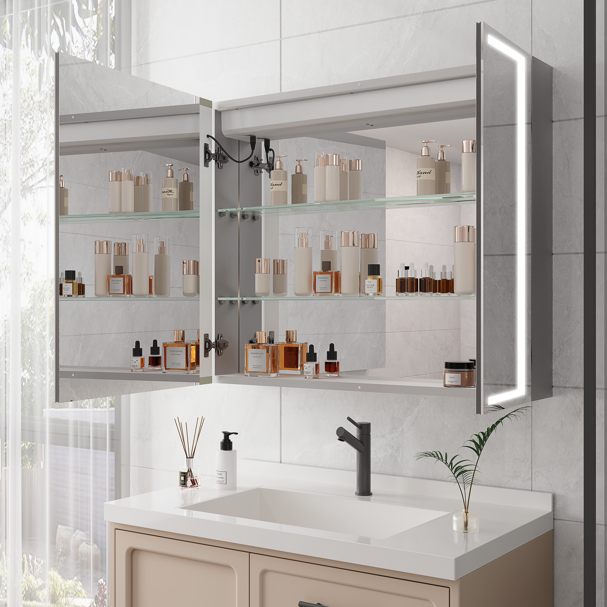 36x30 Inch Medicine Cabinet with LED Vanity Mirror