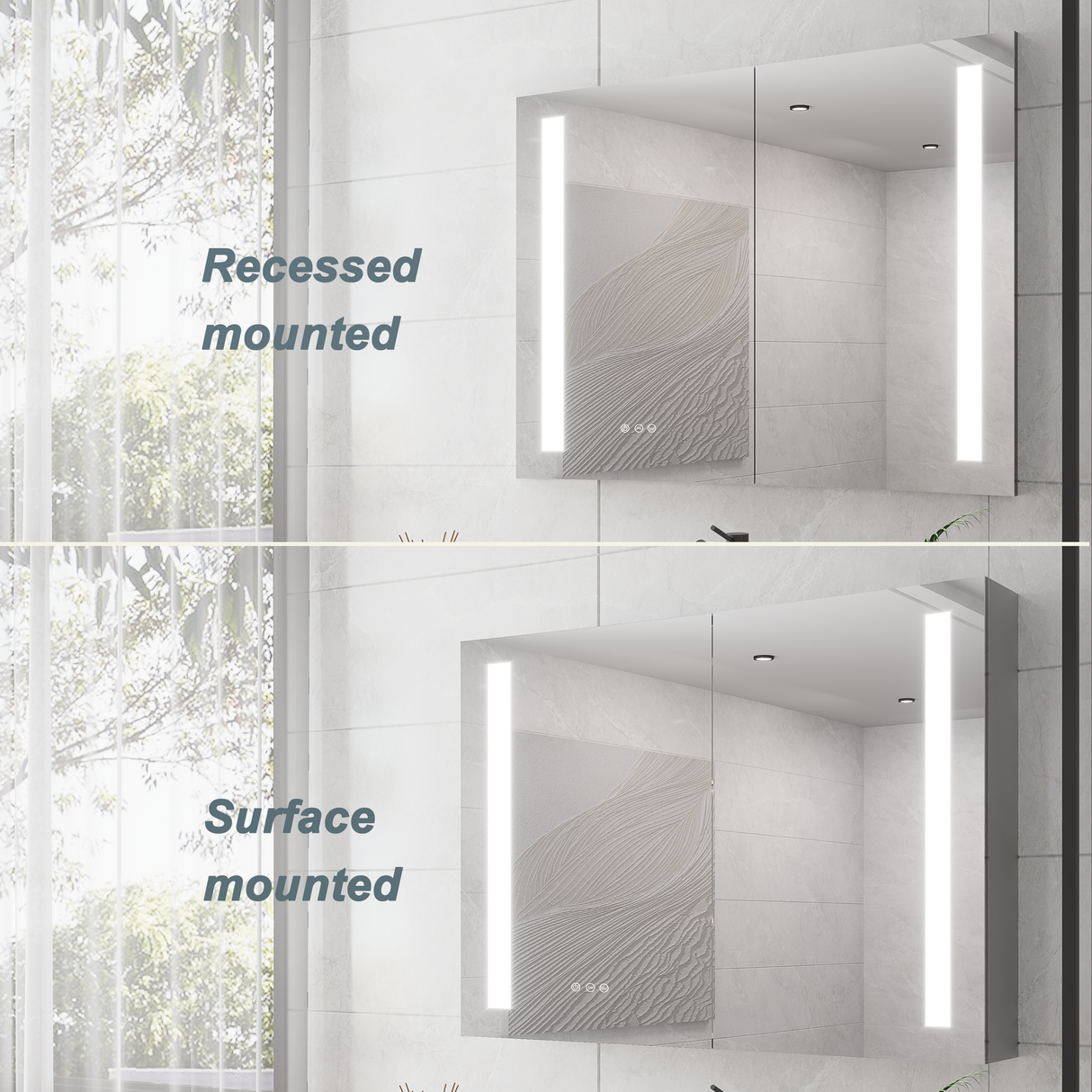 36 x 30 Inch Medicine Cabinet with LED Vanity Mirror