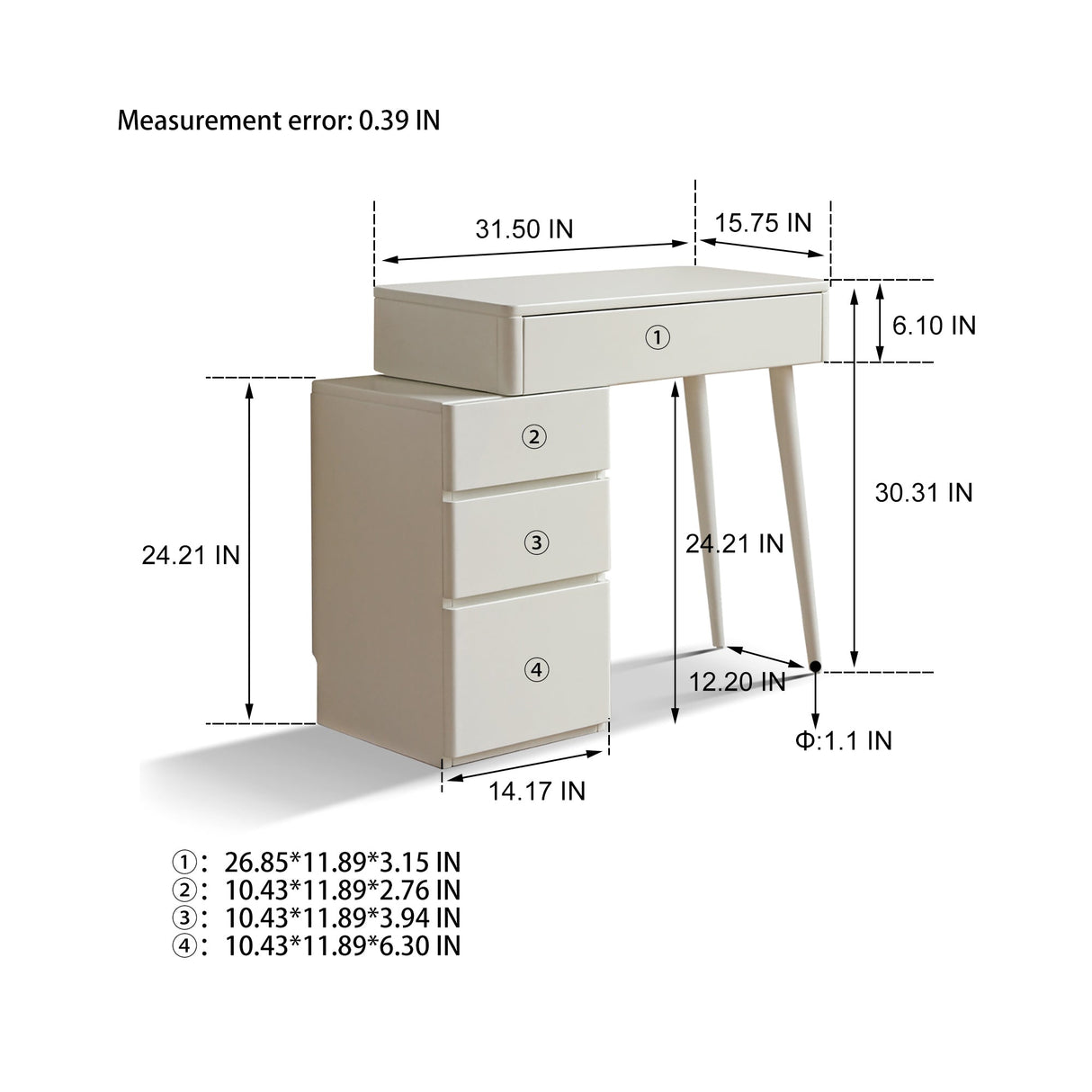 Solid Liriodendron Wood Dresser Table with Stool