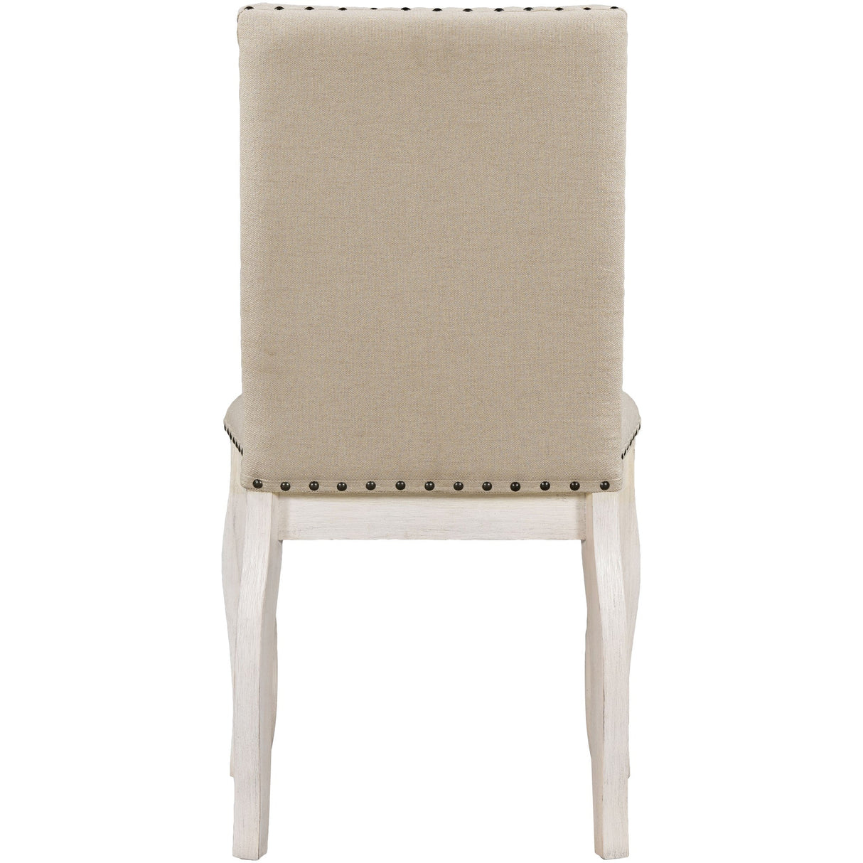 TREXM Set of 2 Dining Chairs - Wood Upholstered with Nailhead