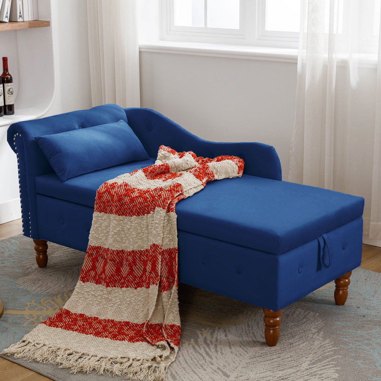 Navy Velvet Chaise Lounge