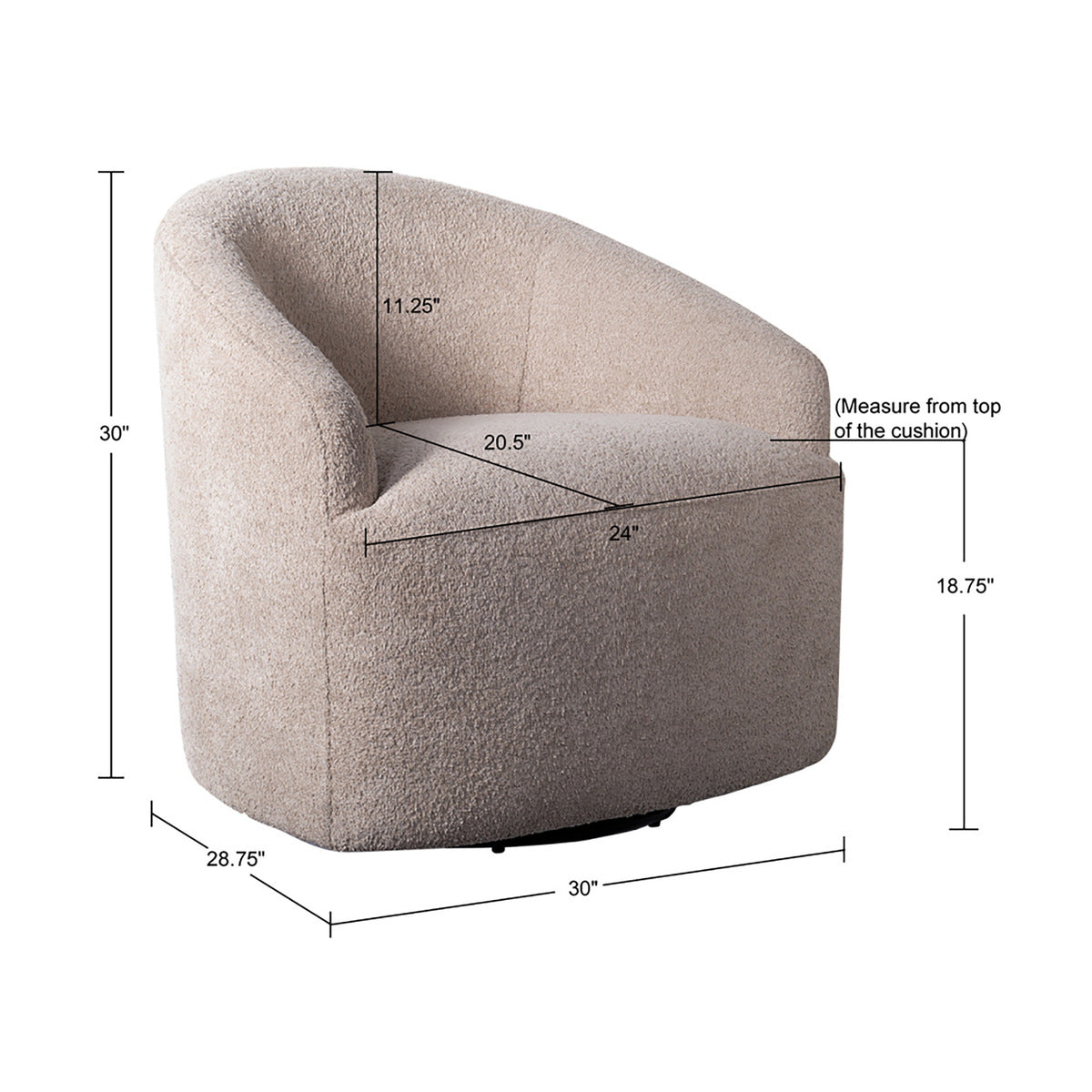 Upholstered 360 Degree Swivel Accent Chair