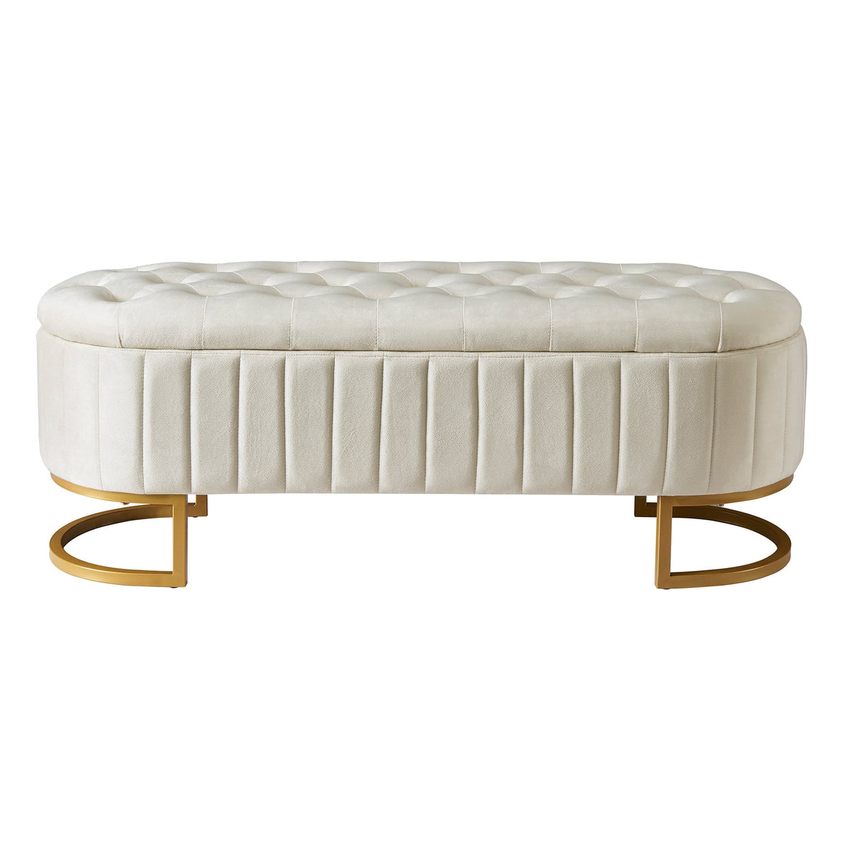 Elegant Upholstered Velvet Storage Ottoman with Ample Storage - Beige or Pink