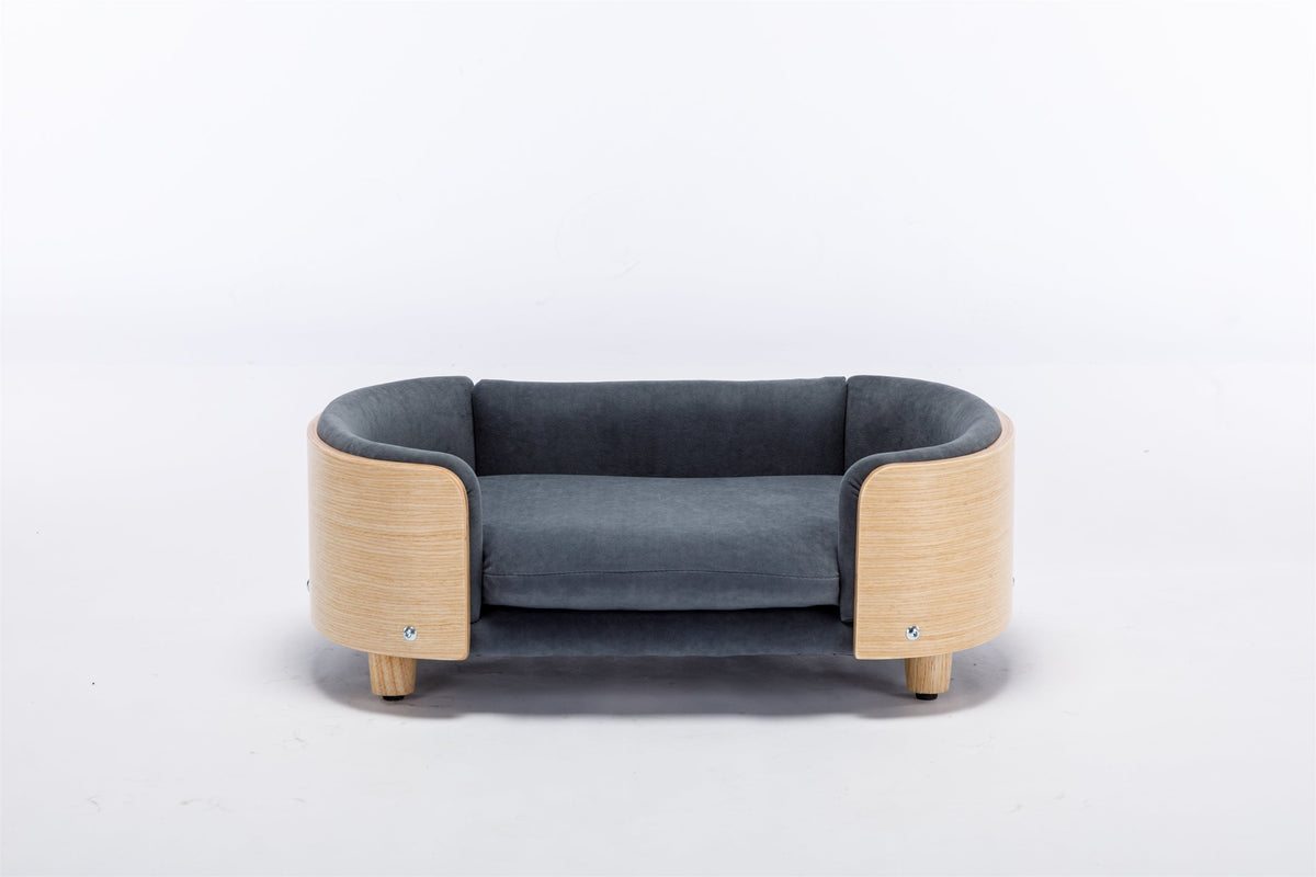 Scandinavian Style Elevated Dog Bed with Velvet Cushion