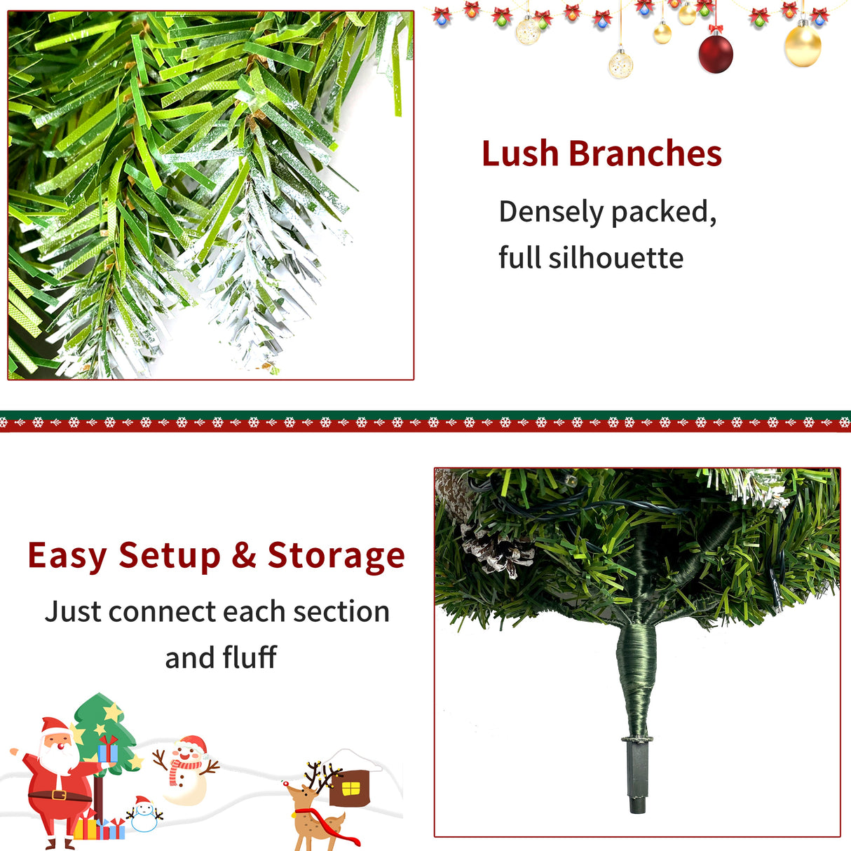 Pre-lit Xmas Tree Artificial Christmas 4-Piece Set