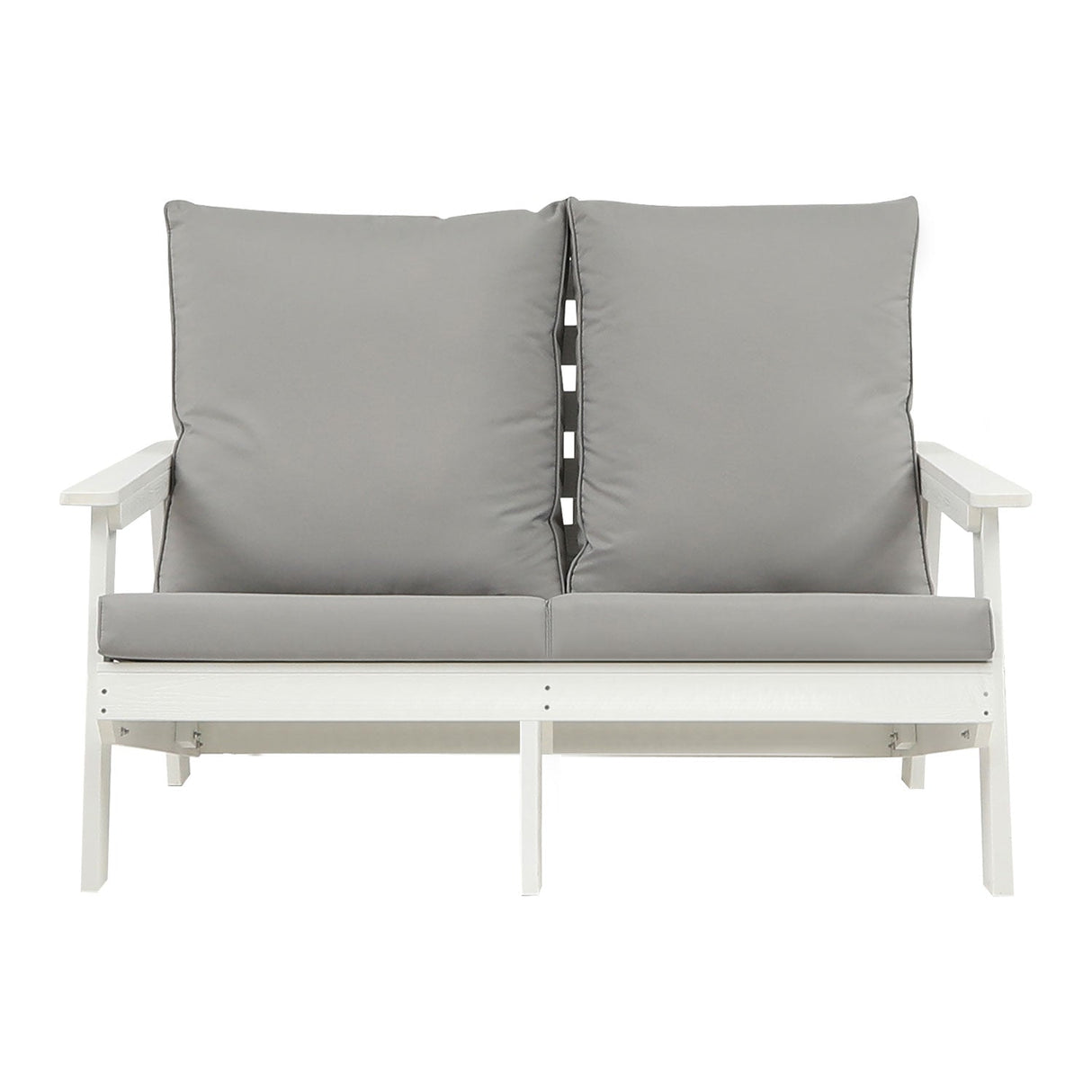 HIPS Loveseat with Cushion, Wood Grain Outdoor Garden Sofa