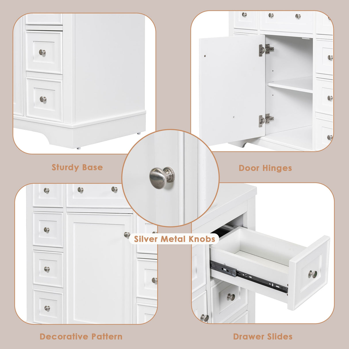 36" Bathroom Vanity without Sink, Cabinet Base Only
