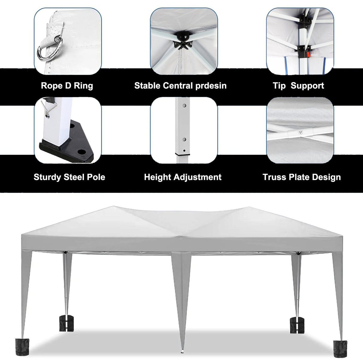 10'x20' EZ Pop Up Canopy Tent with Removable Sidewalls