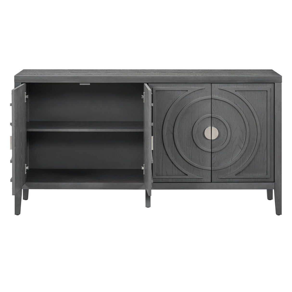 Circular Groove Design Retro Sideboard