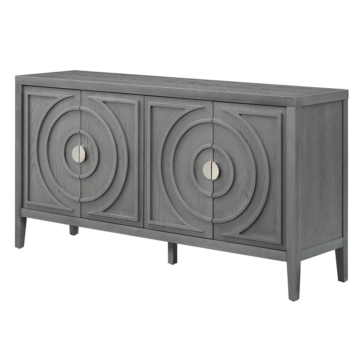 Circular Groove Design Retro Sideboard