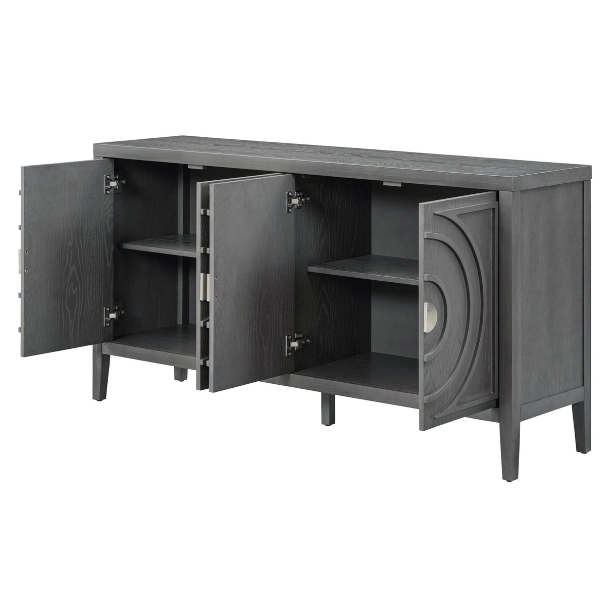 Circular Groove Design Retro Sideboard