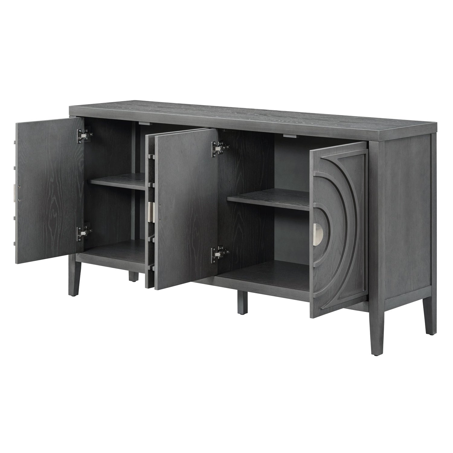 Circular Groove Design Retro Sideboard