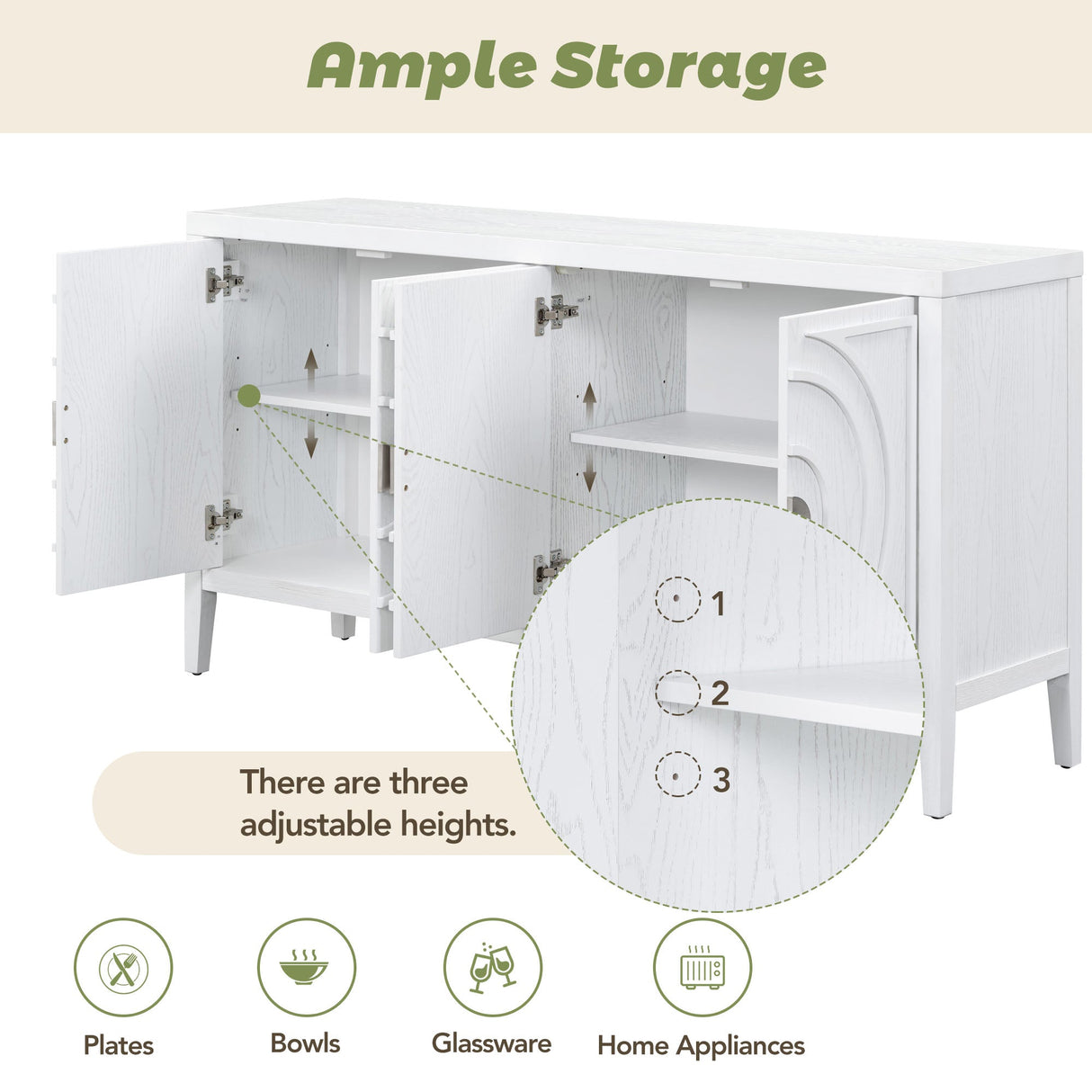 Circular Groove Design Retro Sideboard