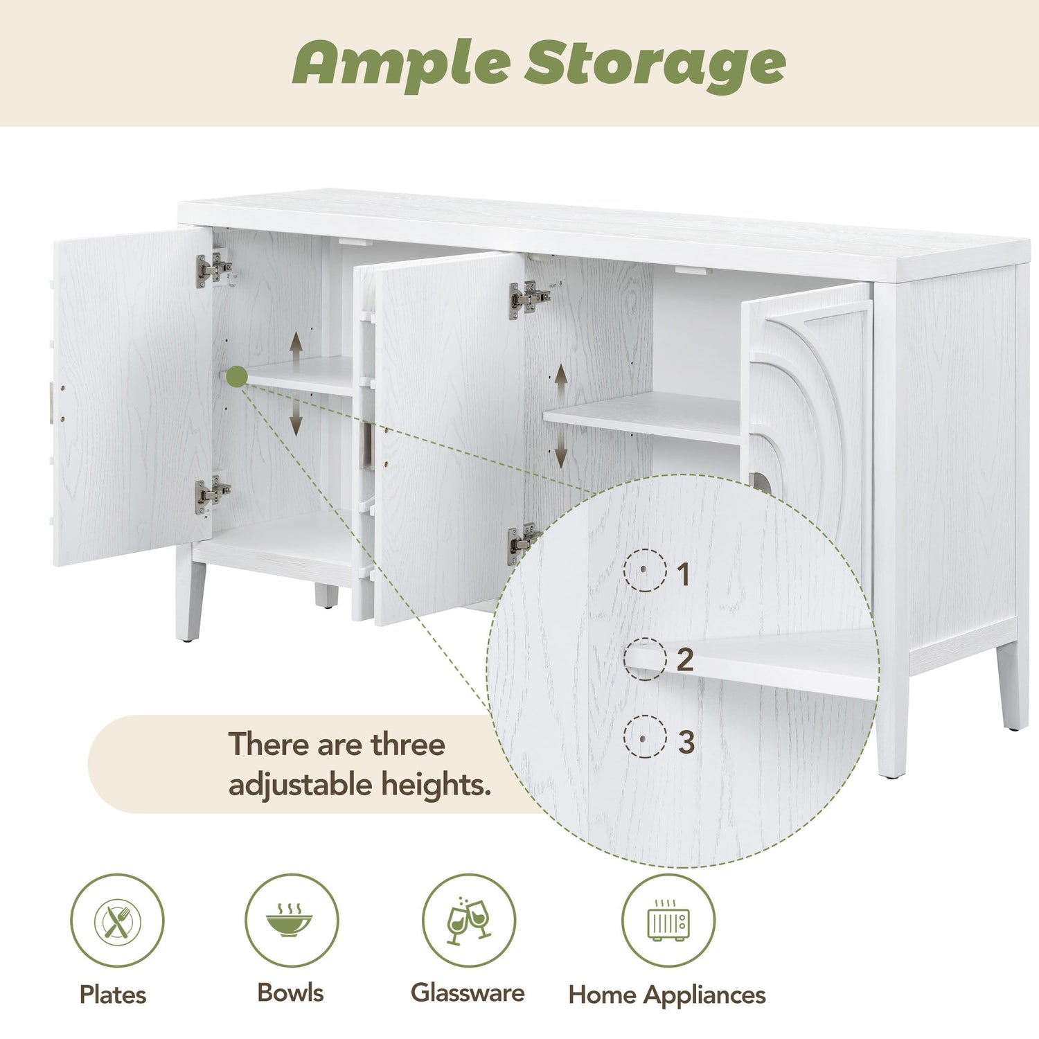 Circular Groove Design Retro Sideboard