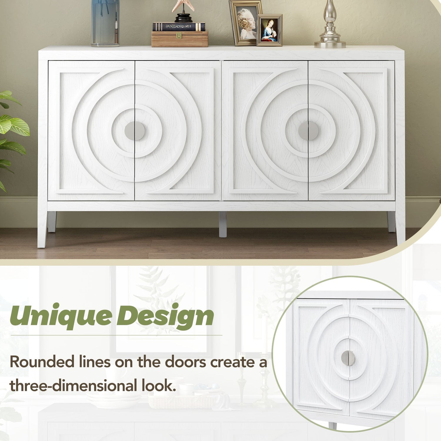 Circular Groove Design Retro Sideboard