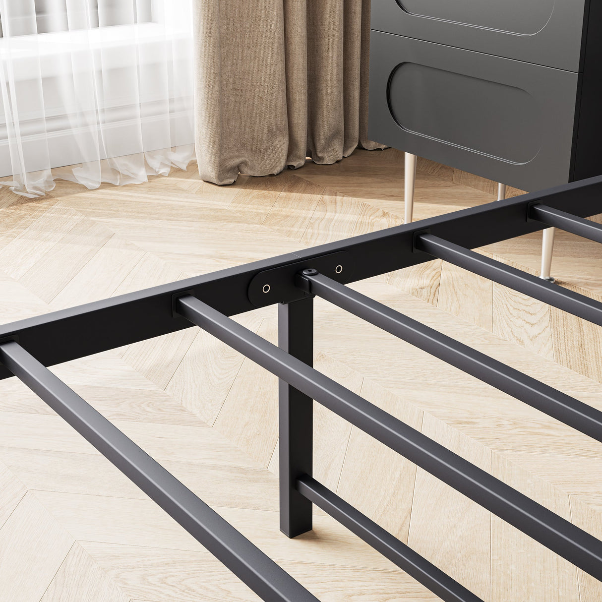 Queen Size Bed Frame with Storage Headboard and Charging Station