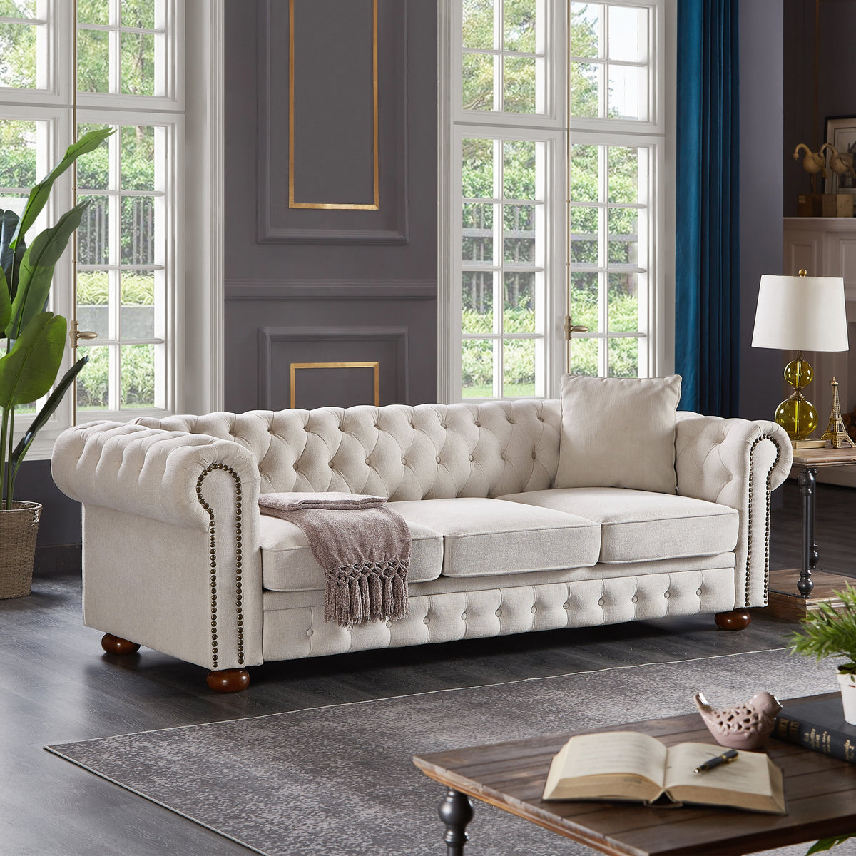 Chesterfield Sofa with Classic Tufted Design - Fabric