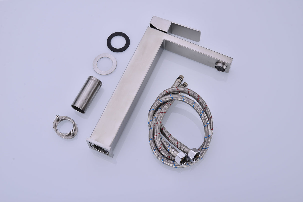 Single Handle Sink Brushed Nickel Vanity Bathroom Faucet