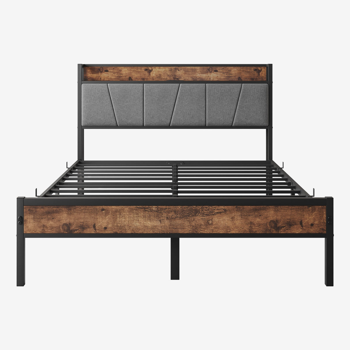 Full Size Bed Frame with Storage Headboard
