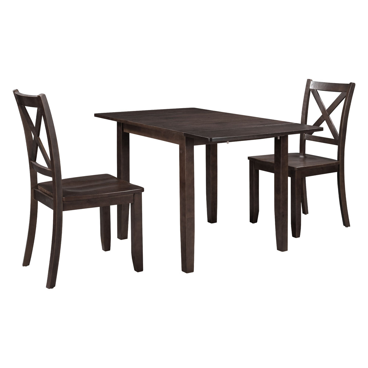 TOPMAX 3-Piece Wood Drop Leaf Breakfast Nook Dining Table Set with 2 X-back Chairs