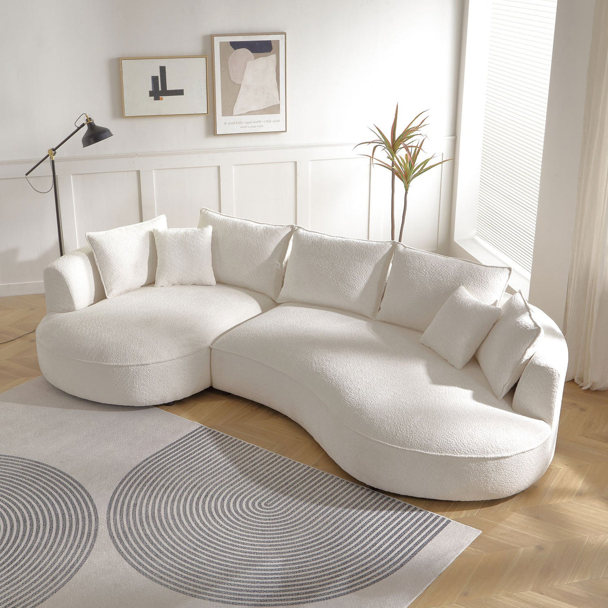 Curved Sofa with Ingenious Shape in Beige