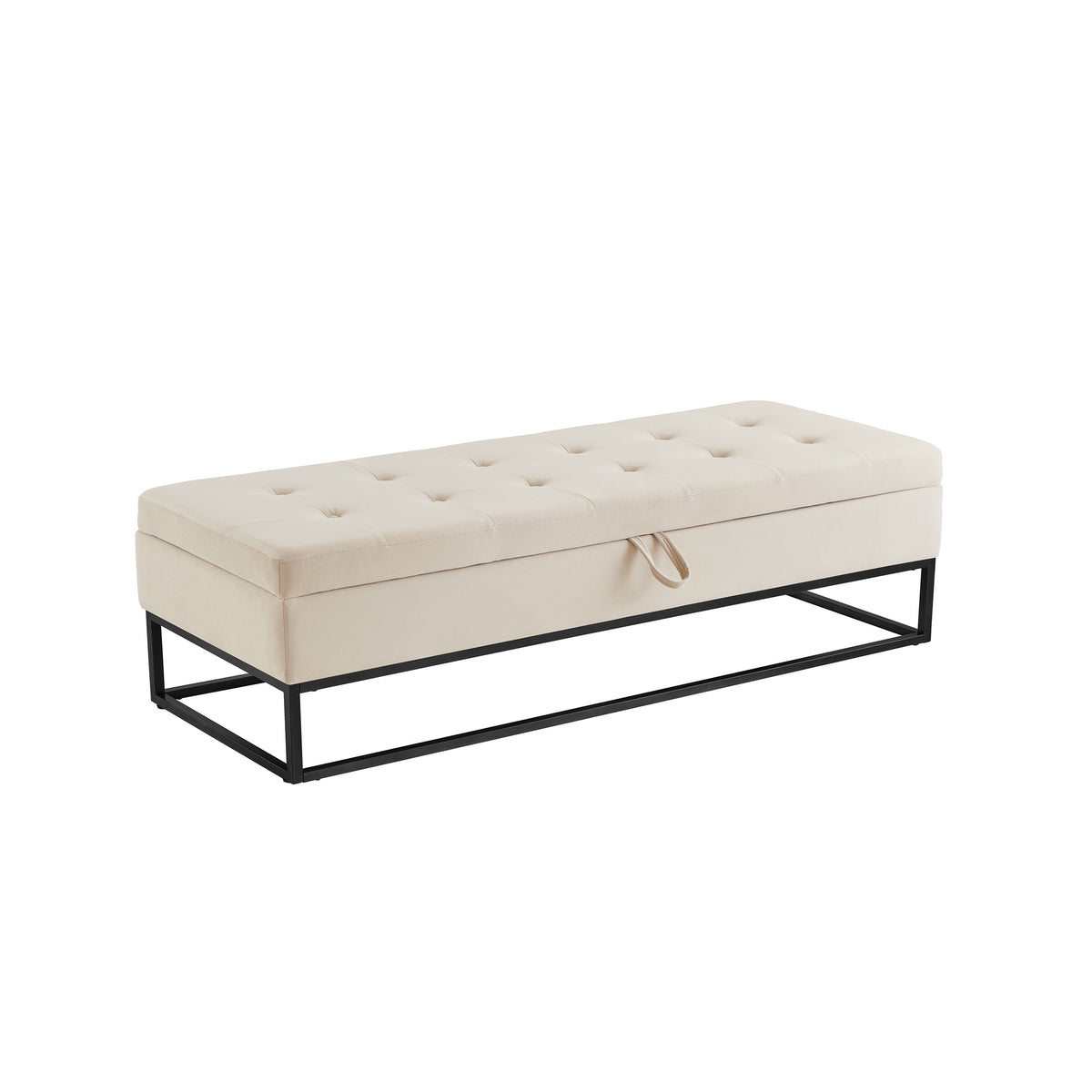 58.6" Velvet Storage Bed Bench with Metal Base - Black
