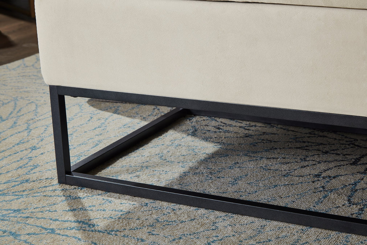 58.6" Velvet Storage Bed Bench with Metal Base - Black