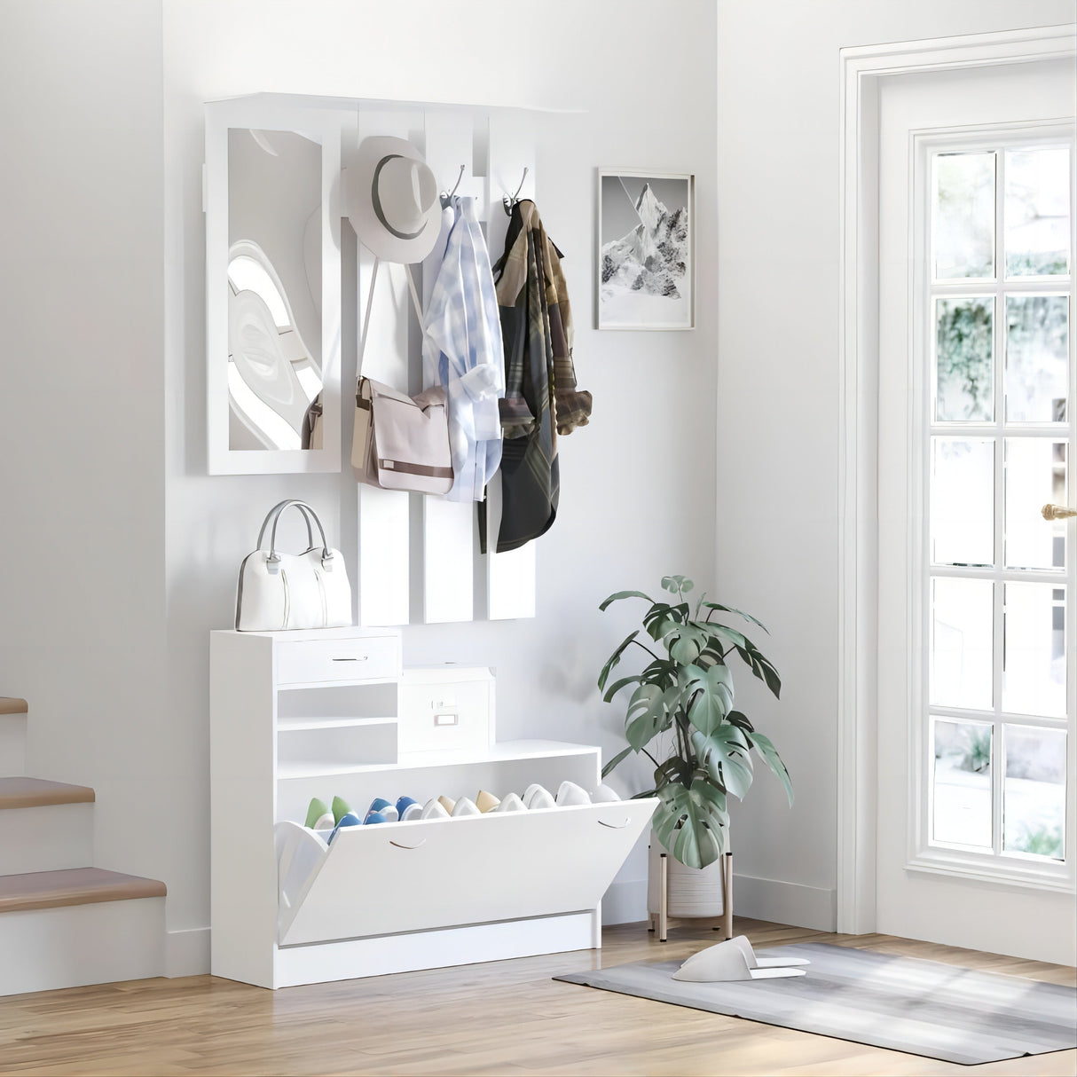 Combination Model Gate Cabinet with Shoe Cabinet & Hang Shelf