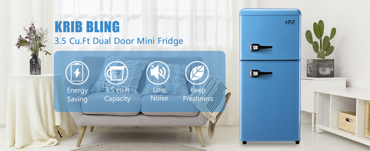 3.5 Cu.Ft Compact Refrigerator - Retro Mini Fridge with Freezer