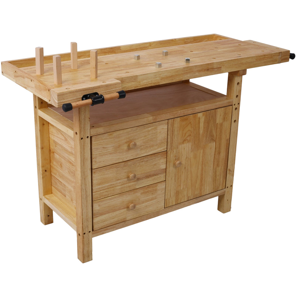 Wood Workbench with Bar Clamps