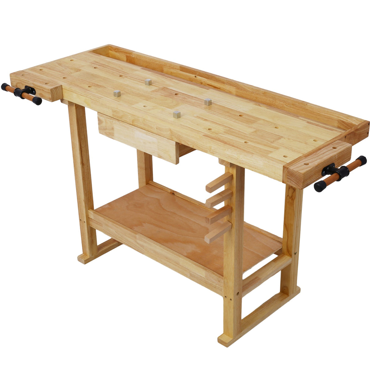55-Inch Wood Workbench with Bar Clamps