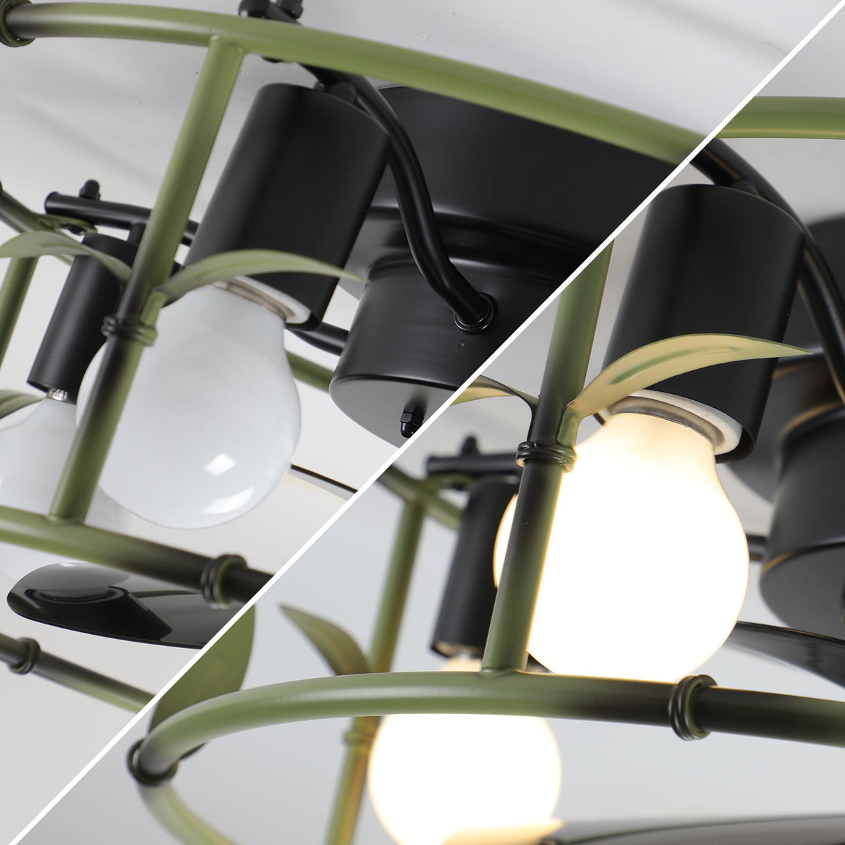 19" Green Industrial Ceiling Fan with Light