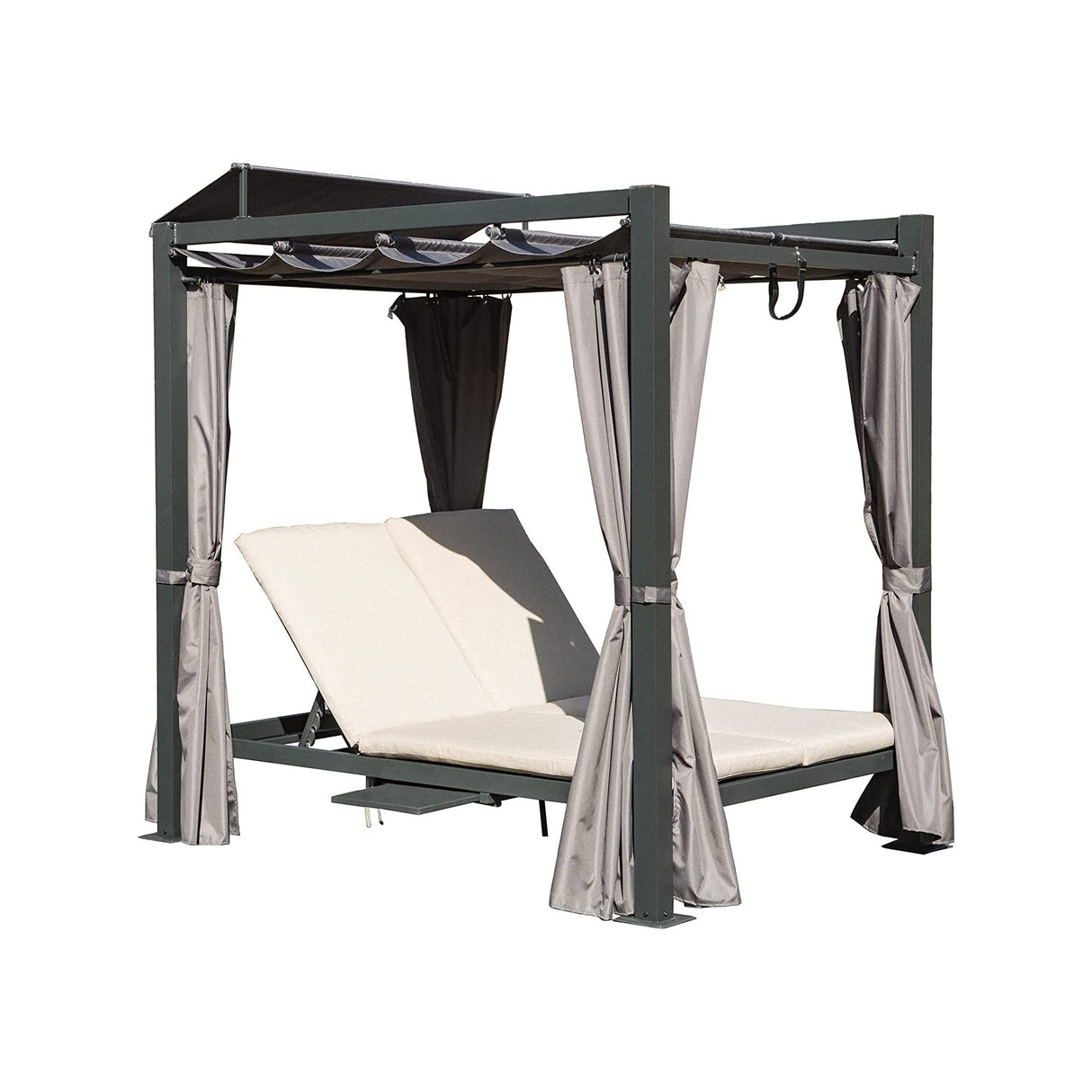 Aluminum Outdoor Patio Daybed with Retractable Canopy