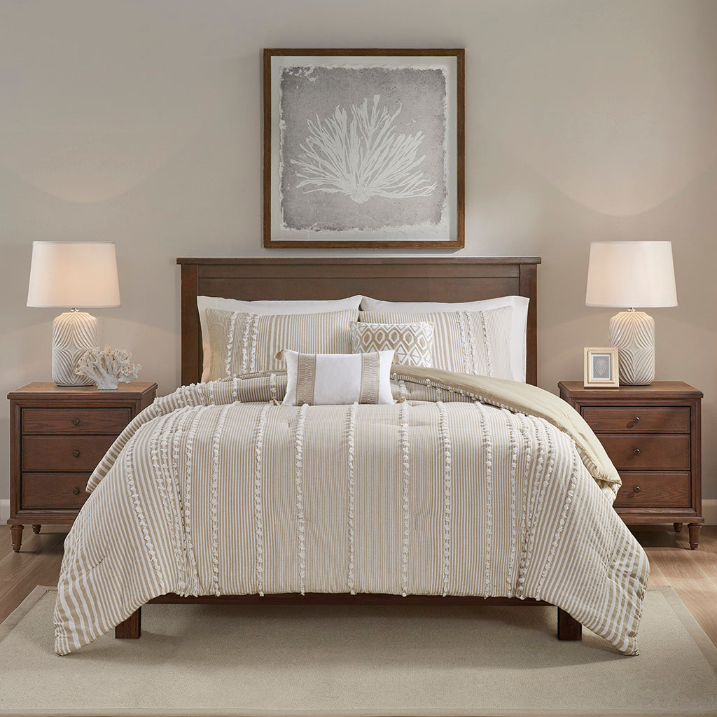 King 3 Piece Cotton Yarn Dyed Comforter Set