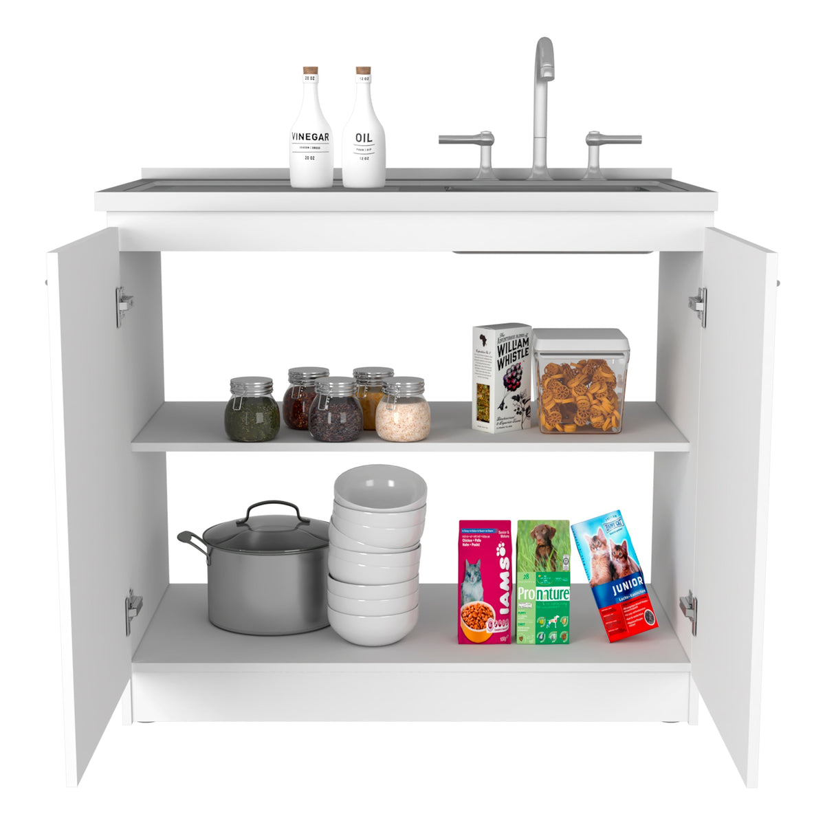Utility Sink Vernal Kitchen Sink Cabinet with Storage Shelf - Stainless Steel