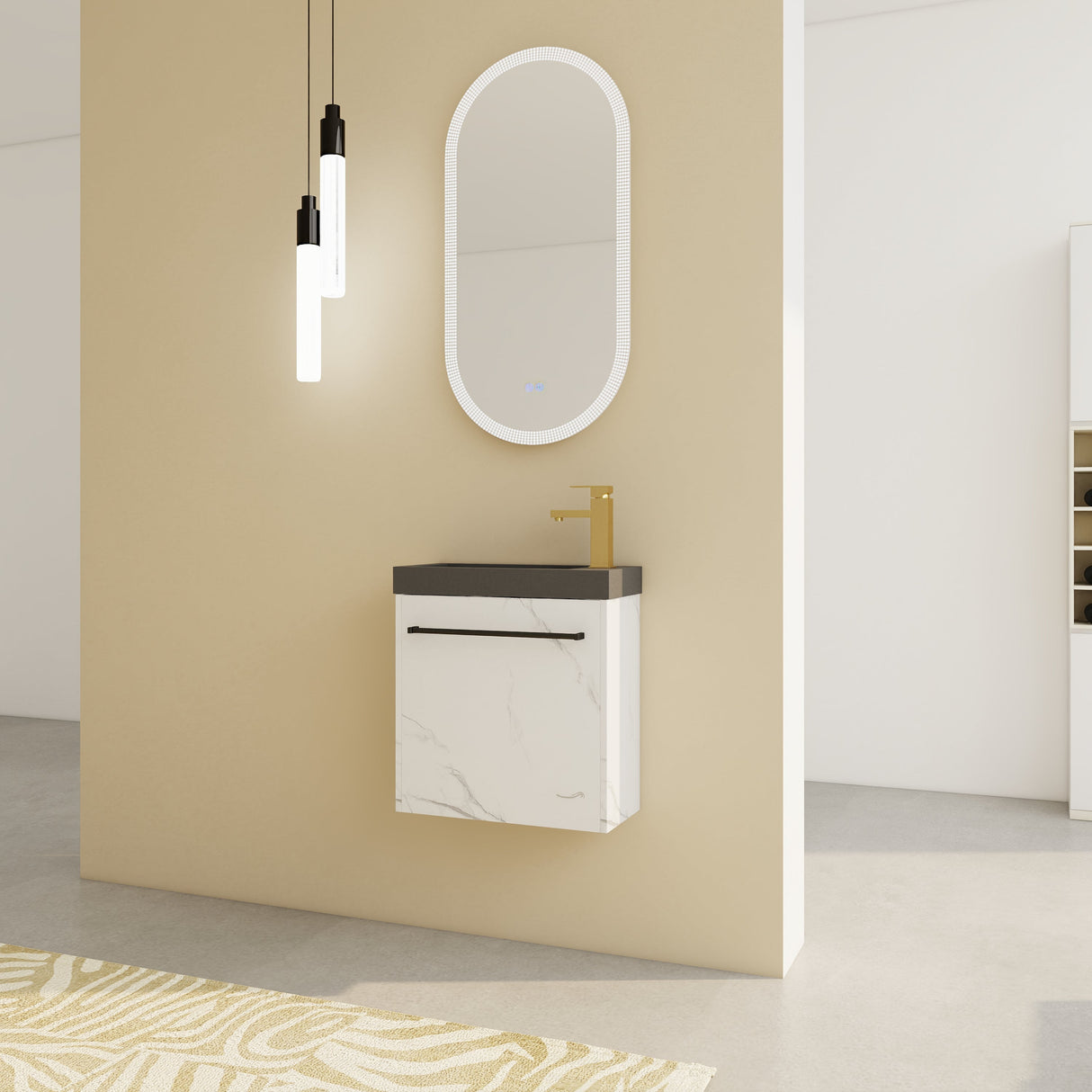 20'' Floating Wall-Mounted Bathroom Vanity with Resin Sink