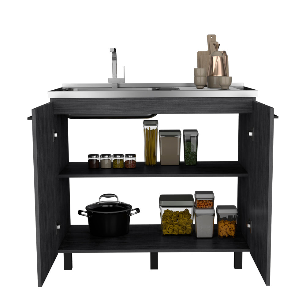 Utility Sink Cabinet Burwood with Two Shelves - Smokey