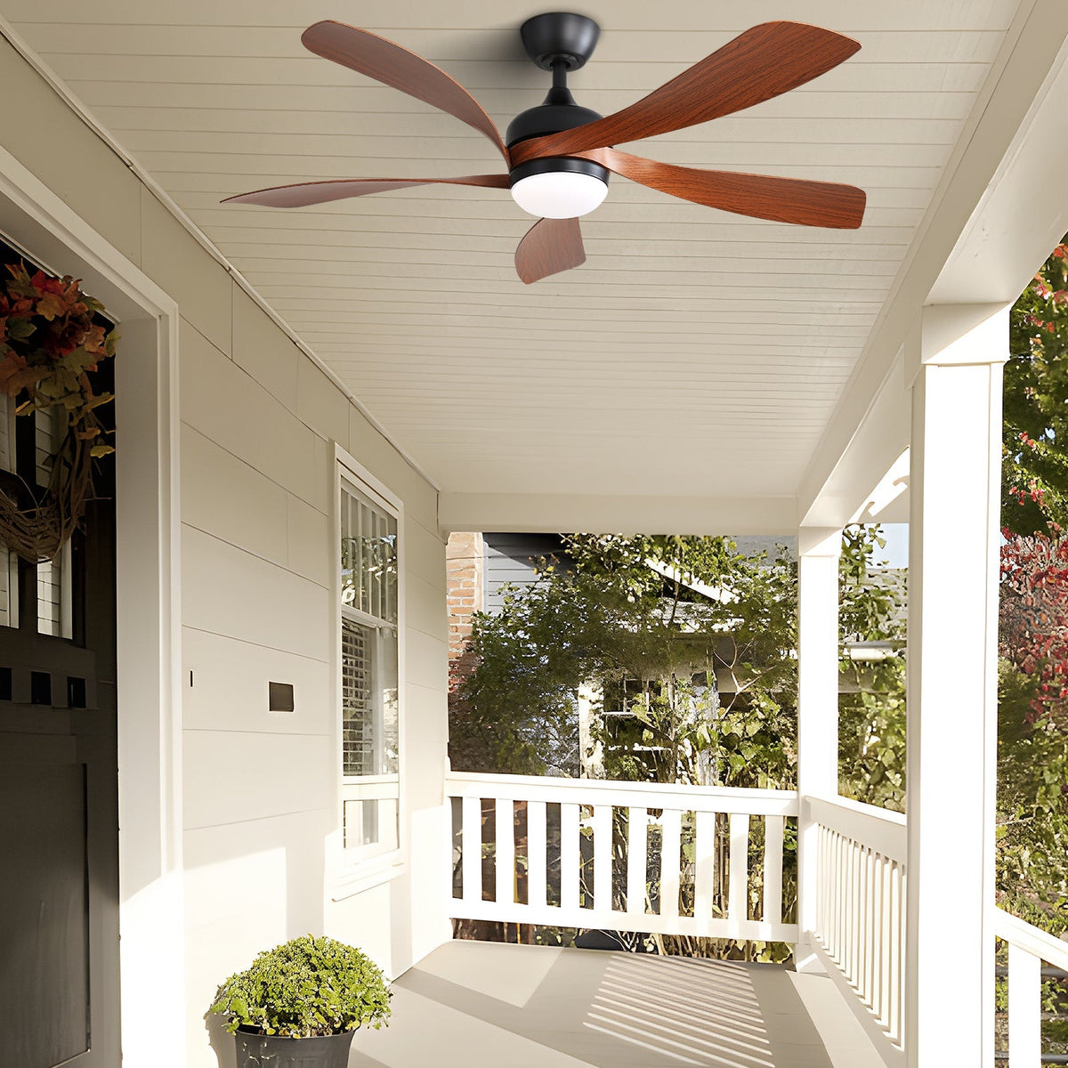 52 Inch Indoor Ceiling Fan With 3 Color Dimmable LED Light and Remote Control