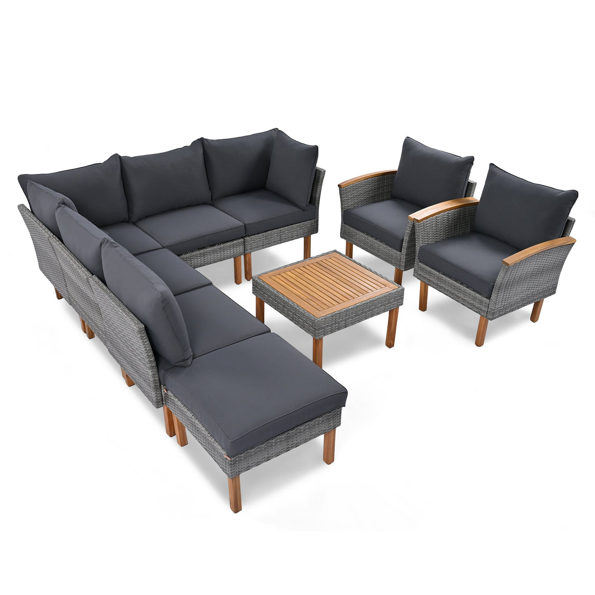 9-Piece Patio Rattan Furniture Set