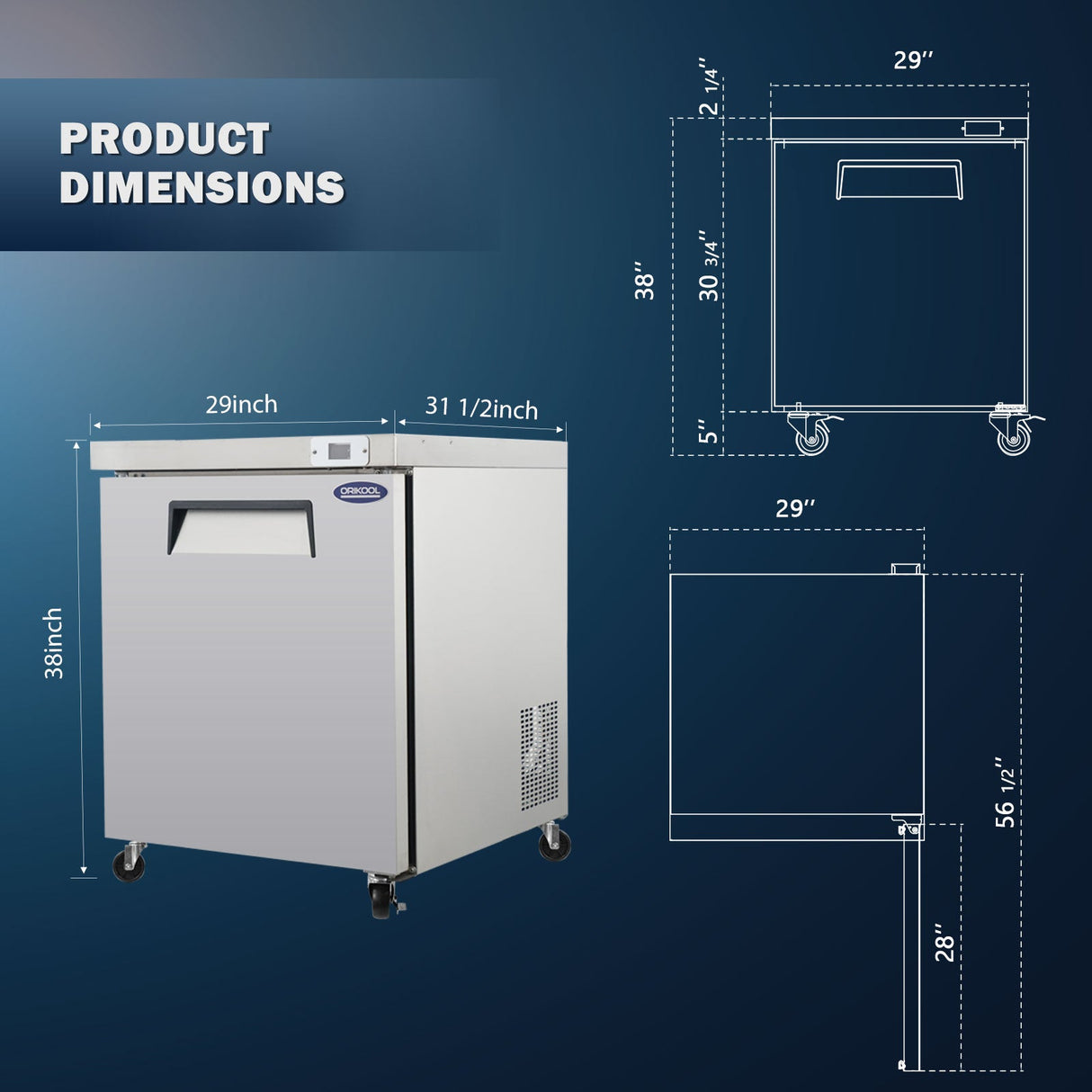 Orikool 29 In Commercial Undercounter Refrigerators