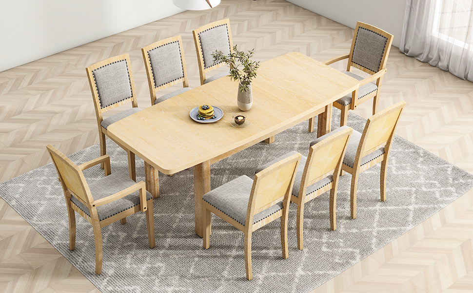 TOPMAX Rustic Extendable 84inch Dining Table Set