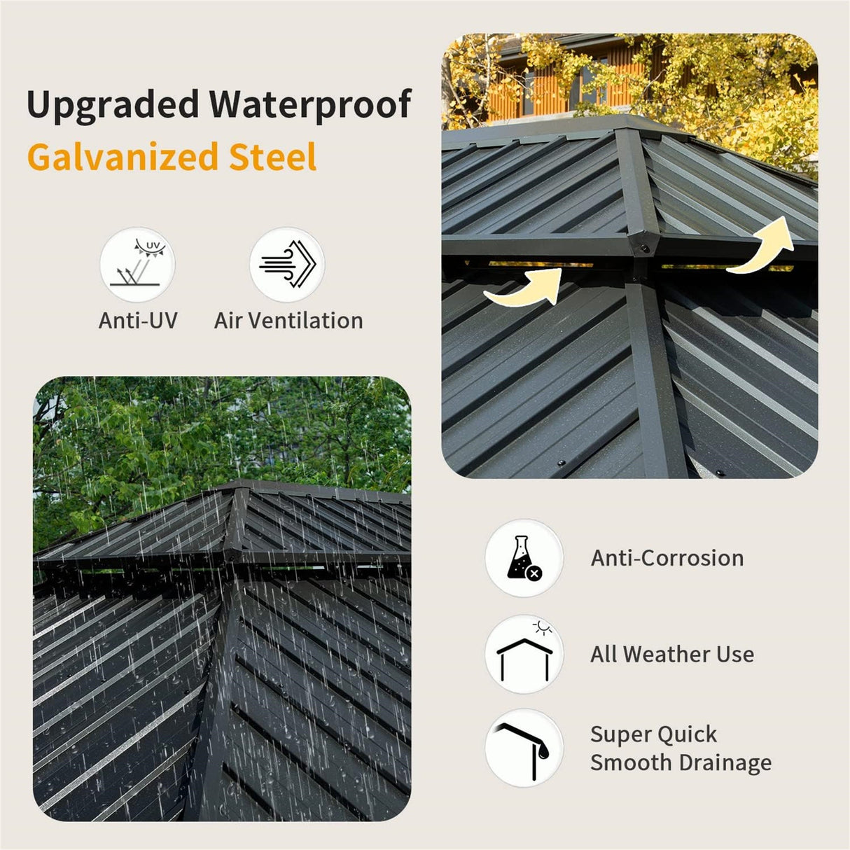 10' X 14' Hardtop Aluminum Gazebo with Steel Canopy