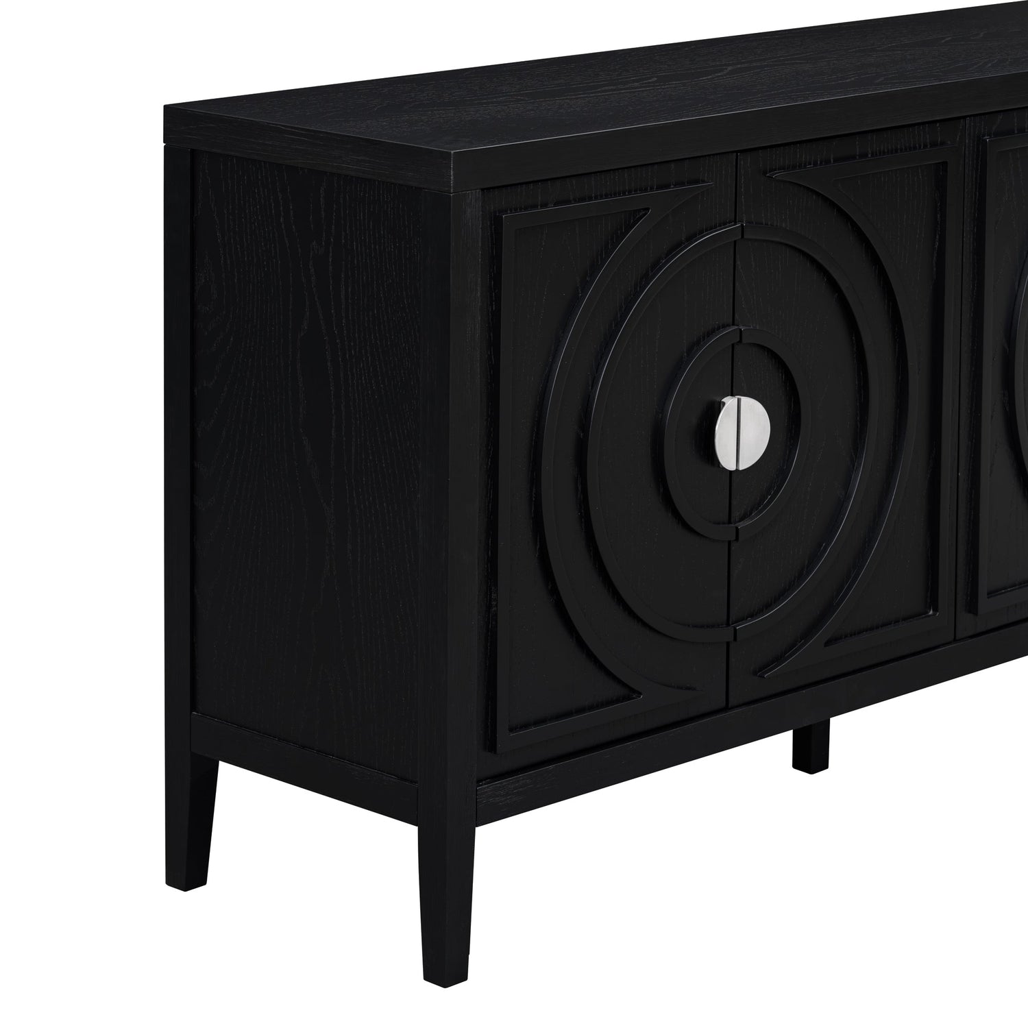 Circular Groove Design Retro Sideboard